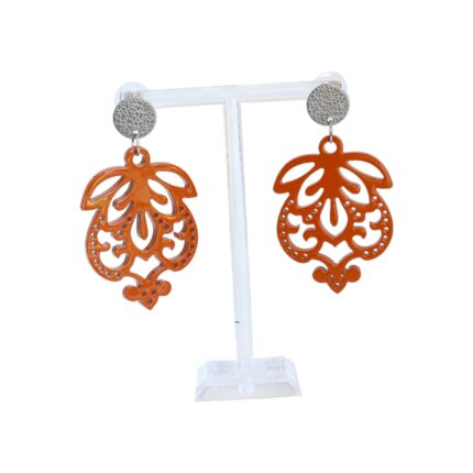 Ohramenti Horn Ohrringe in burnt orange mit silbernem silbernem Stecker Modell Granatapfel