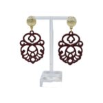 Bordeaux Weinrot Ohrstecker Horn mit gold Stecker