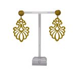 Ohrnamenti Horn Ohrringe Modell Rita, gelb lackiertem Horn mit Cabochon Stecker.