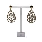 Ohrnamenti Horn Ohrringe Modell Lucille, braun lackiertem Horn mit Gold Stecker.