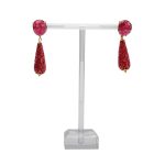 Ohrnamenti Resin Ohrringe Candy Tropfen, rot mit rotem Glasstecker